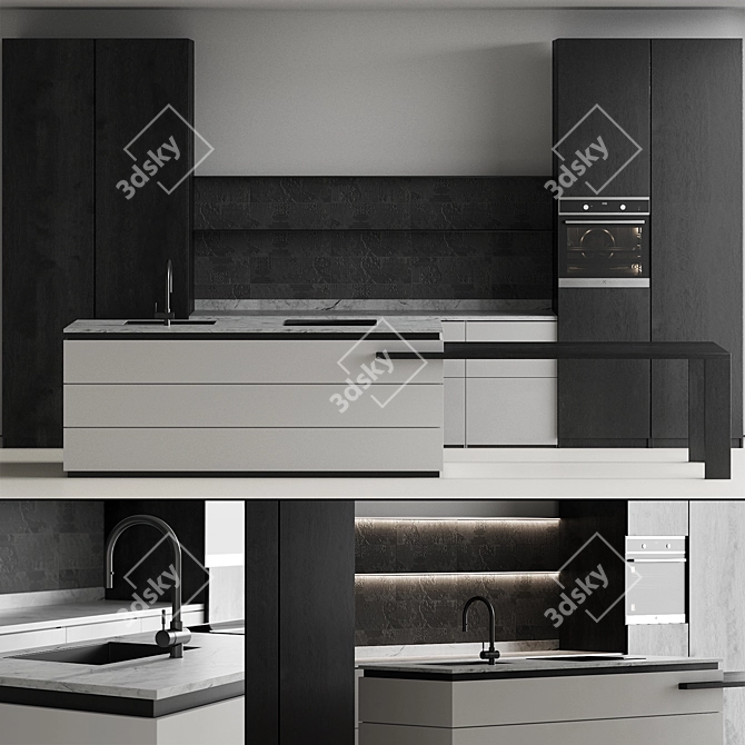  Modern Kitchen Island Render Kit 3D model image 8