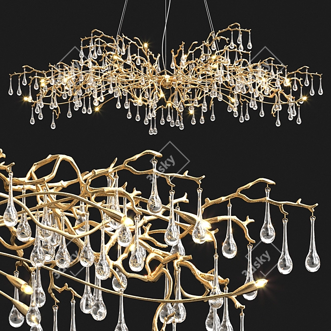 Elegant Branching Art Chandelier 3D model image 1