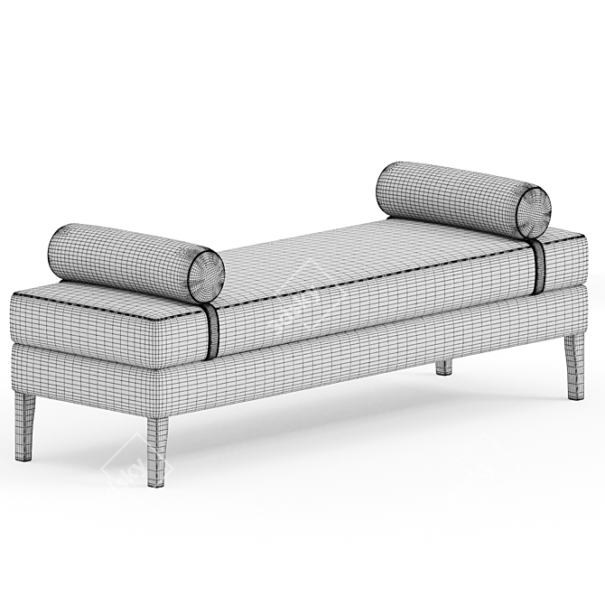 Luxurious Elegance Fabric Bench 3D model image 3