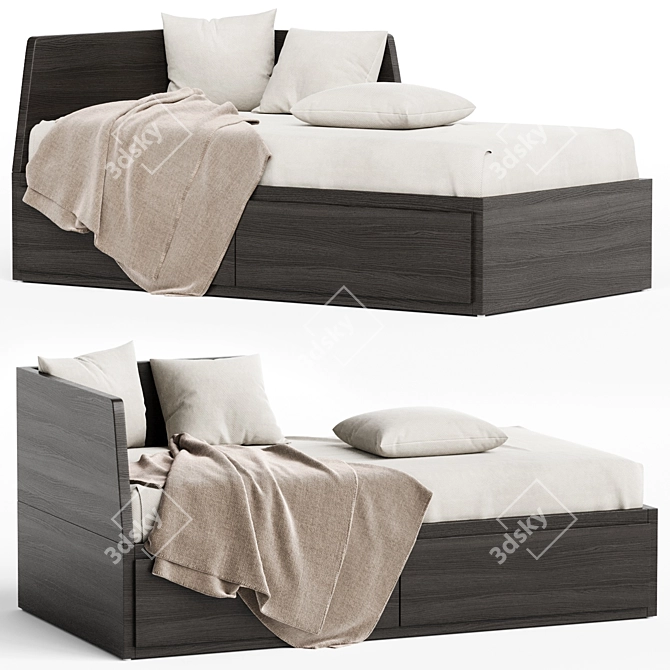  Flekke Daybed with Drawers and Mattresses 3D model image 1