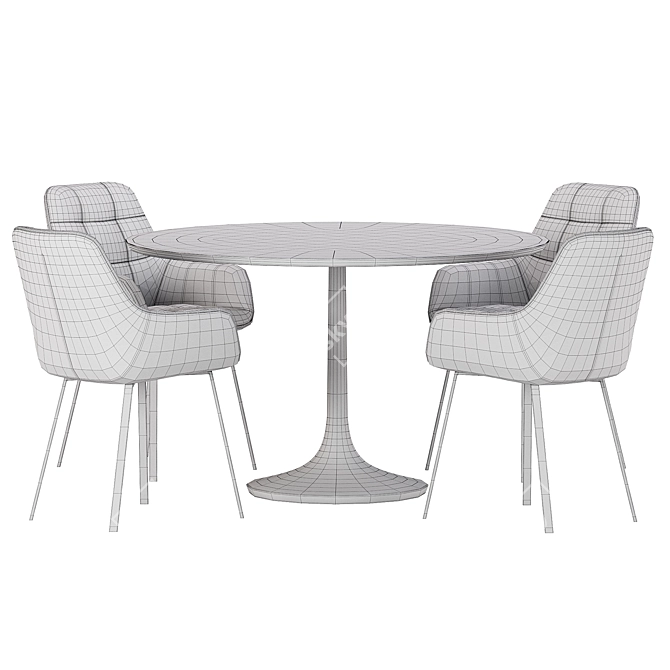  Modern Dining Set in Neutral Tones 3D model image 4