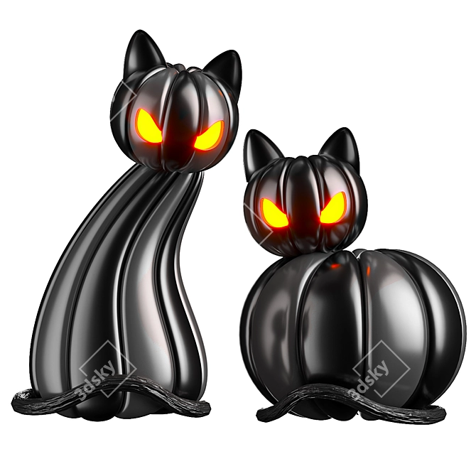 Pumpkin Cats Halloween Decor Set 3D model image 1