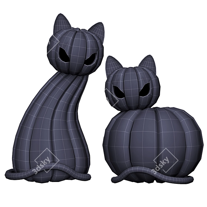 Pumpkin Cats Halloween Decor Set 3D model image 2