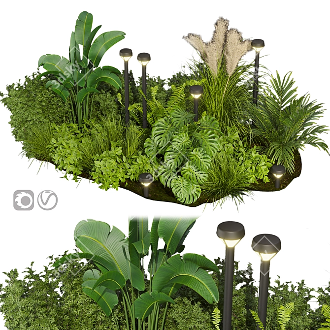 Volume 409 Leaf Collection: Premium Outdoor Garden Plants 3D model image 1