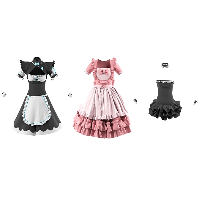 Cosplay Clothes Trio Collection 3D model image 1