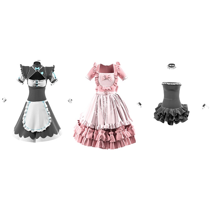 Cosplay Clothes Trio Collection 3D model image 3