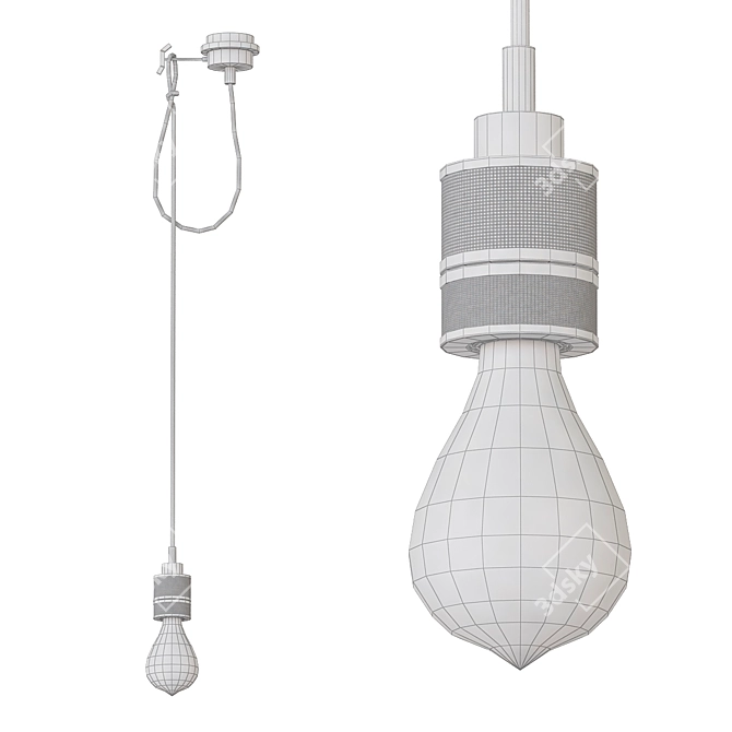 Industrial Brass Bare Bulb Pendant 3D model image 2