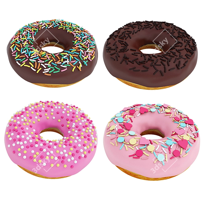 Delectable Donut Assortment 3D model image 1