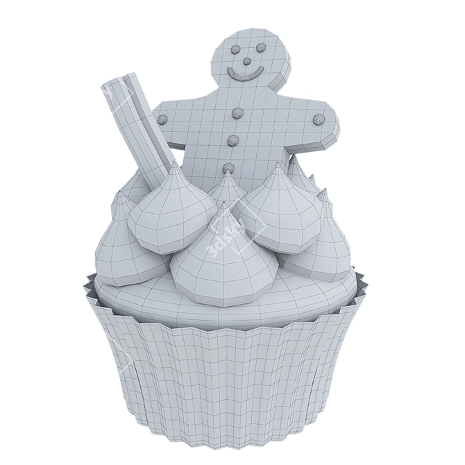 Festive Christmas Cupcake 3D Model 3D model image 5