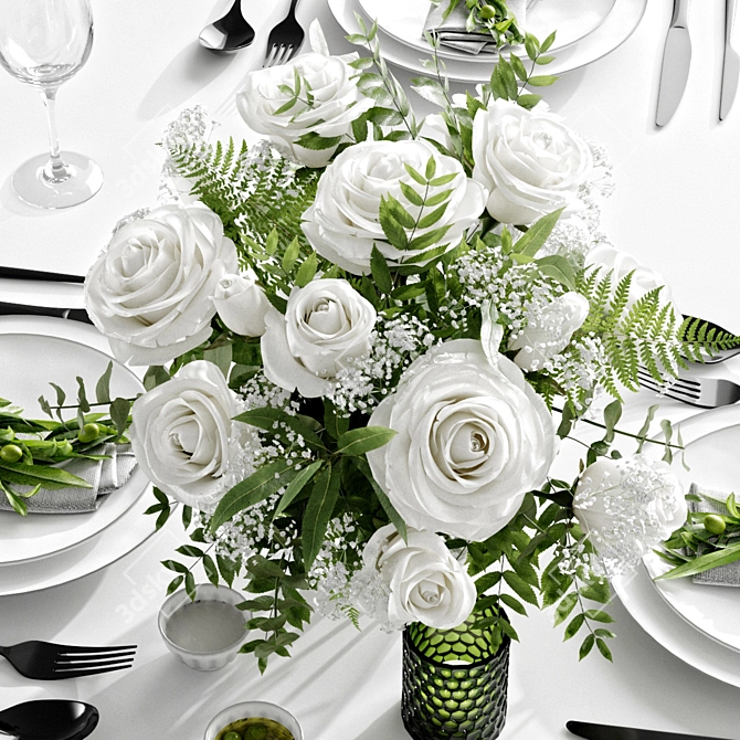 Elegant Table Setting for Four 3D model image 2