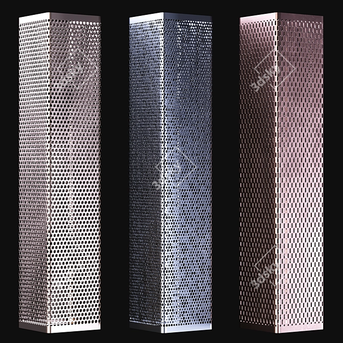 Metal Perforated Columns 500x500x2500mm 3D model image 2