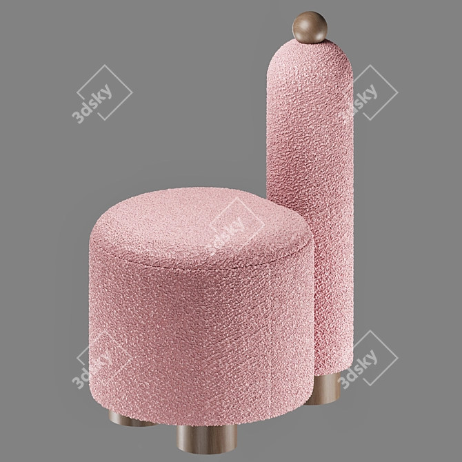 Chic Designer Pouf in Various Colors 3D model image 2