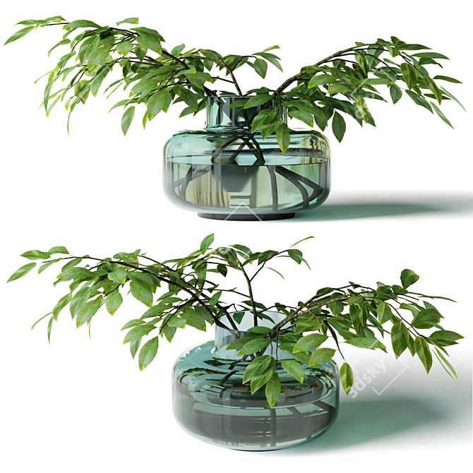 Low Vase Branches 3D model image 1