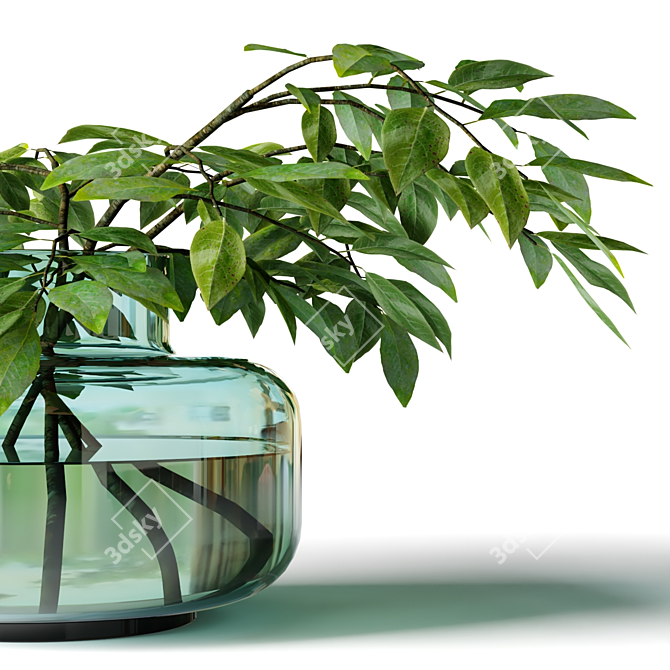 Low Vase Branches 3D model image 2