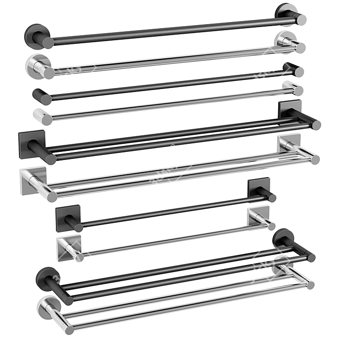 Modern Accents Towel Rails Set 3D model image 1