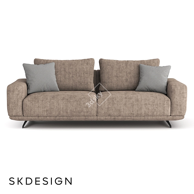 Elegant Zillis Sofa Brown Wood 3D model image 2