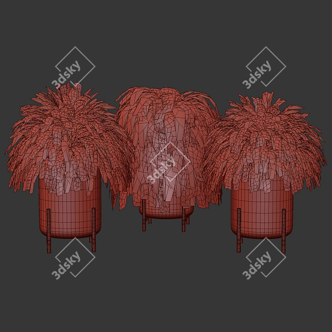 Leafy Green Fern Pot Decor 3D model image 3