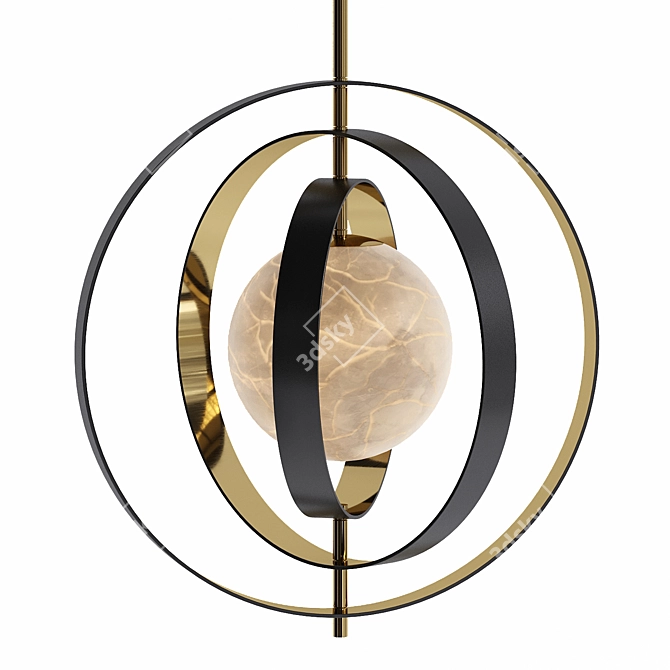 Pearl Chandelier Alabaster Gold Bronze 3D model image 3