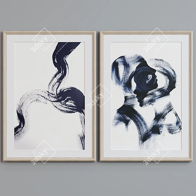 Modern Silhouette Picture Frame Set 3D model image 3