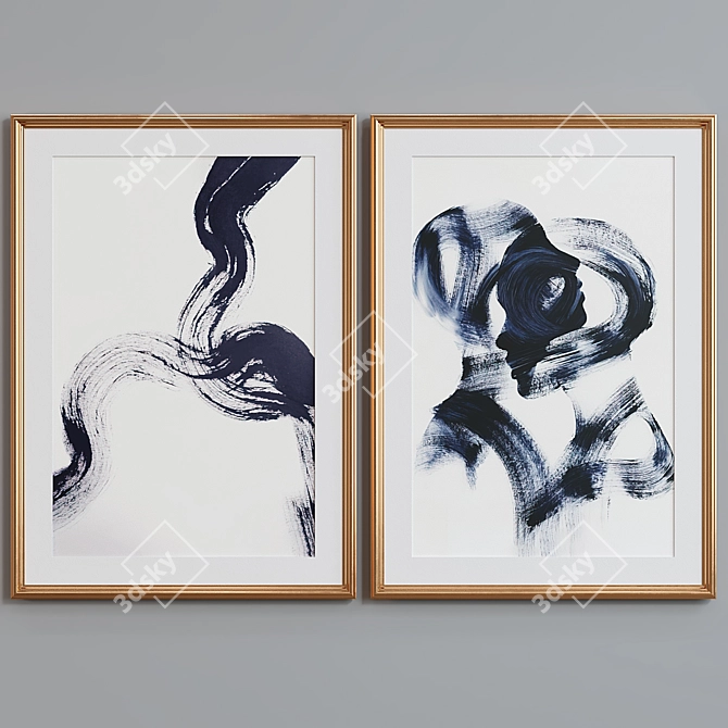 Modern Silhouette Picture Frame Set 3D model image 4