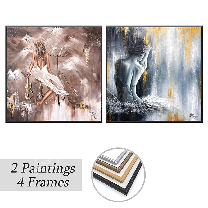 Mixed Art Set & Frames 3D model image 1