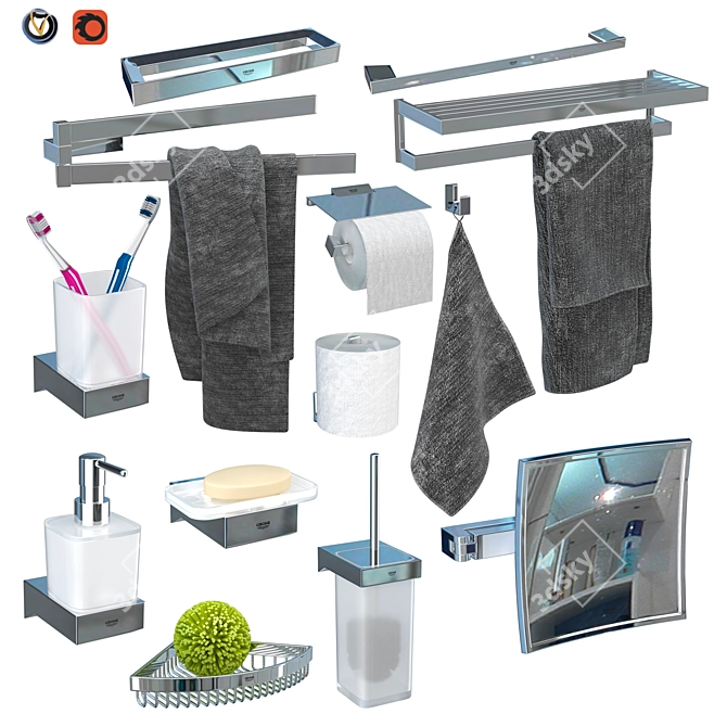 GROHE Cube Accessory Set (13 pcs) 3D model image 1