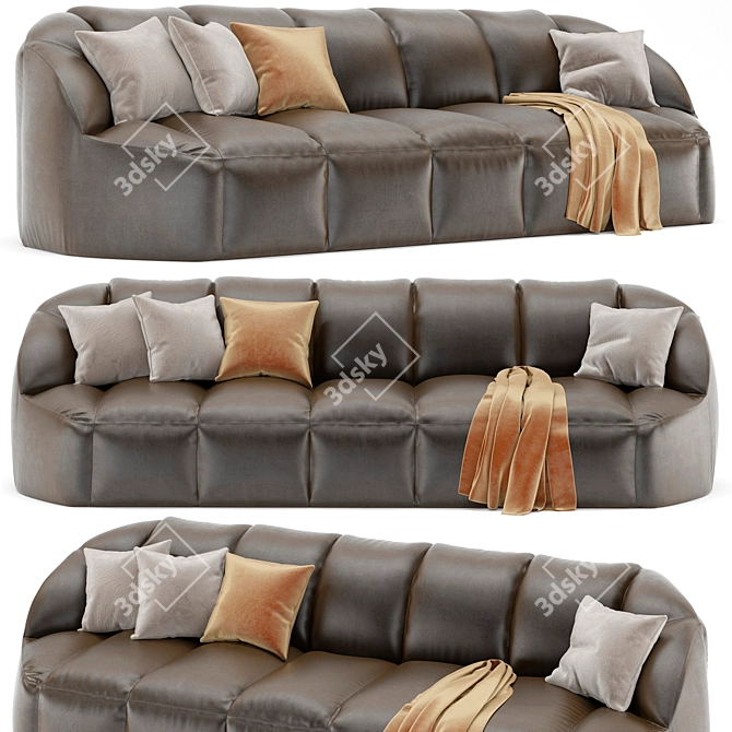 Luxury Cloud Leather Stitched Sofa 3D model image 1