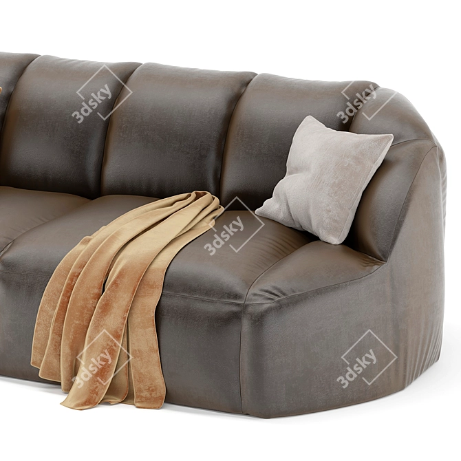 Luxury Cloud Leather Stitched Sofa 3D model image 3