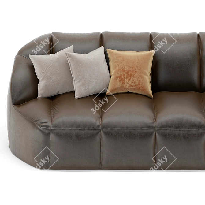 Luxury Cloud Leather Stitched Sofa 3D model image 4