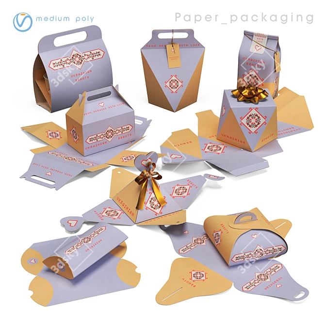 Paper Packaging Kit - Template Designs 3D model image 1