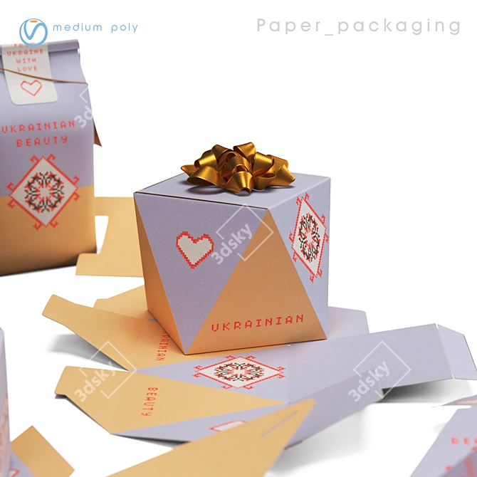 Paper Packaging Kit - Template Designs 3D model image 5