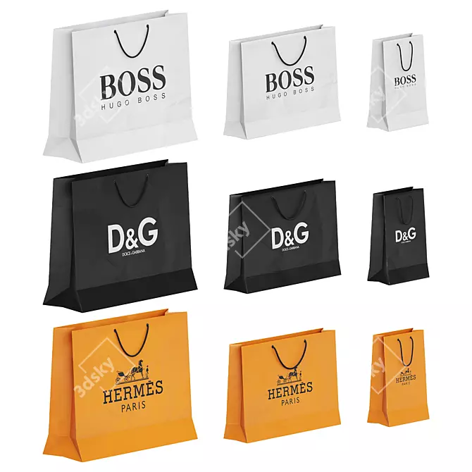 Branded Shopping Bag Set 3D model image 1