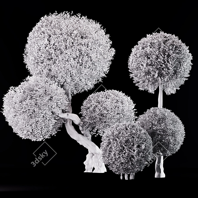 Artificial Topiary Ball Bush Set 3D model image 5