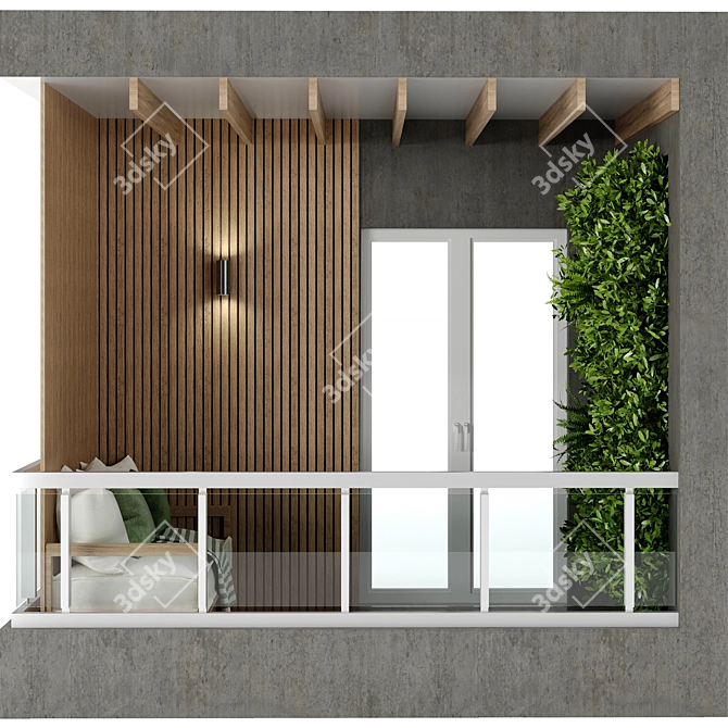 Cozy Modern Balcony 3D Model  3D model image 1