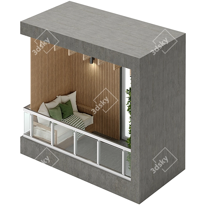 Cozy Modern Balcony 3D Model  3D model image 3