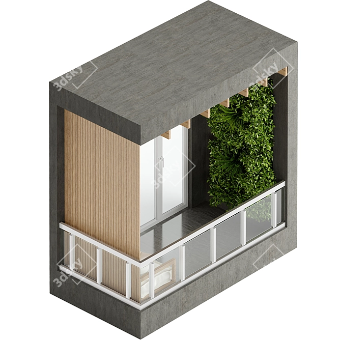 Cozy Modern Balcony 3D Model  3D model image 4