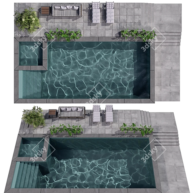 Resort Oasis Pool Design 3D model image 2