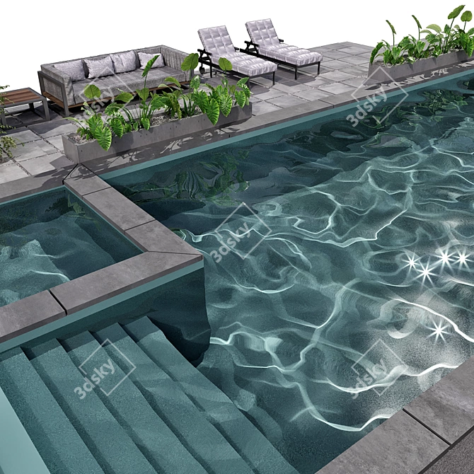 Resort Oasis Pool Design 3D model image 3