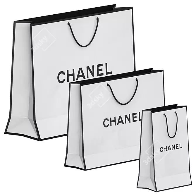 Brand Shopping Bags Set, Various Sizes 3D model image 2