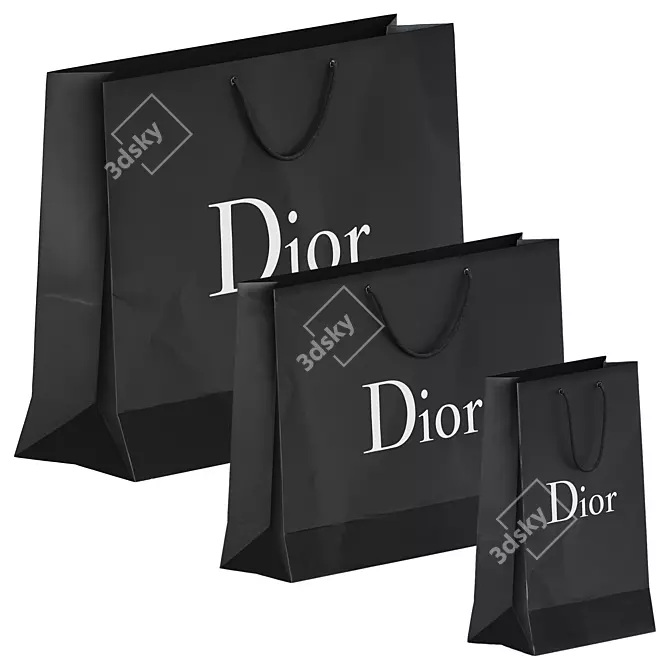 Brand Shopping Bags Set, Various Sizes 3D model image 3