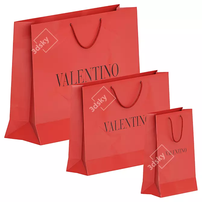 Brand Shopping Bags Set, Various Sizes 3D model image 4