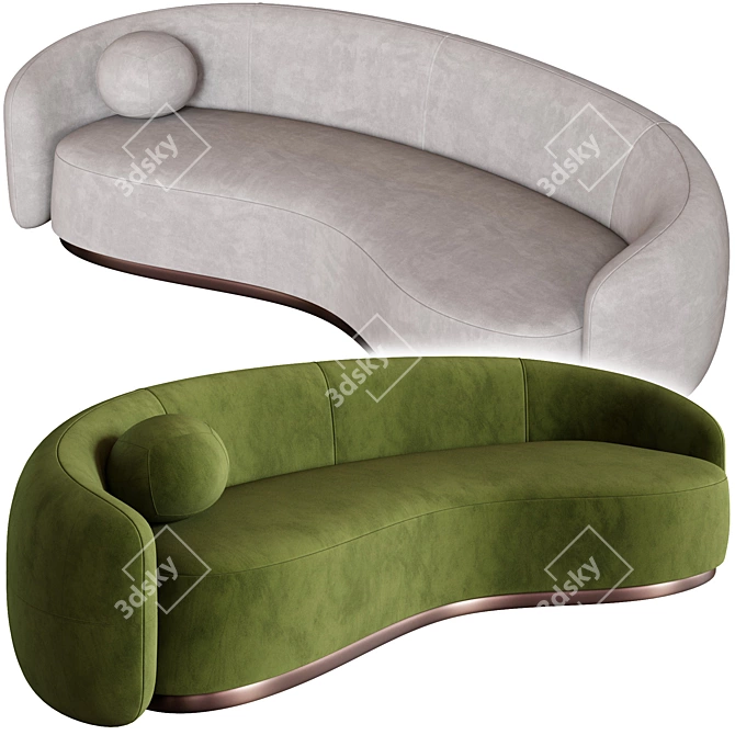 Modern Curved Austin Sofa Design 3D model image 2