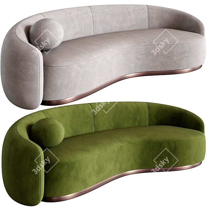 Modern Curved Austin Sofa Design 3D model image 5