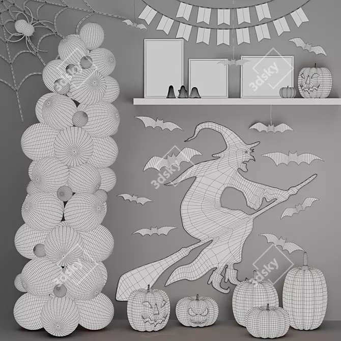 Halloween Decor Set Unwrap OBJ 3D model image 3