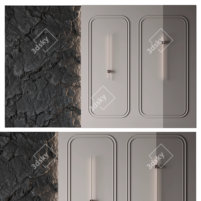 Wave 3D Wall Panel 3D model image 1