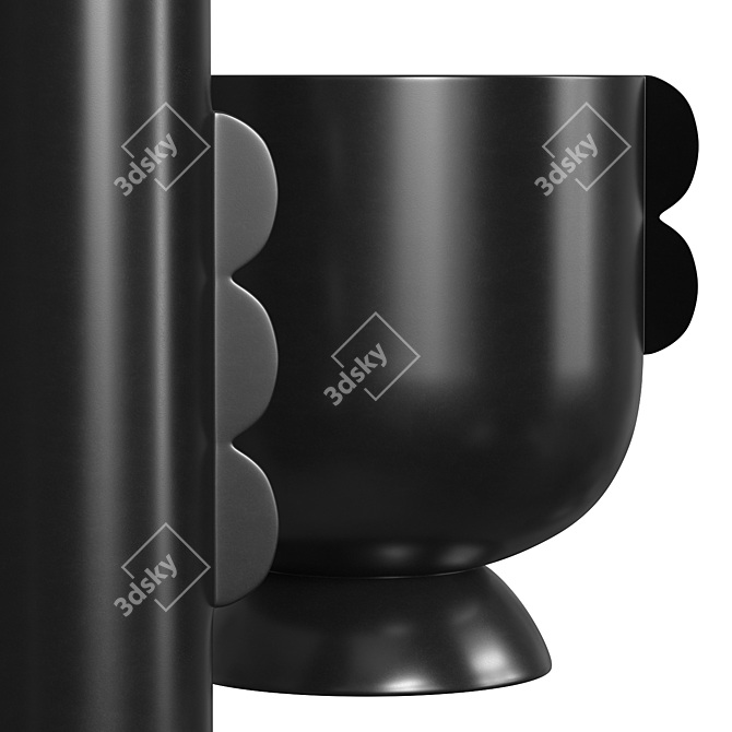 Minimalist Black Ceramic Vases 3D model image 3