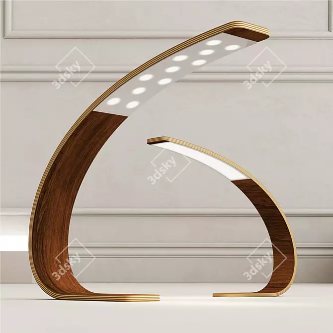 Handcrafted Wooden Desk Lamp 3D model image 2