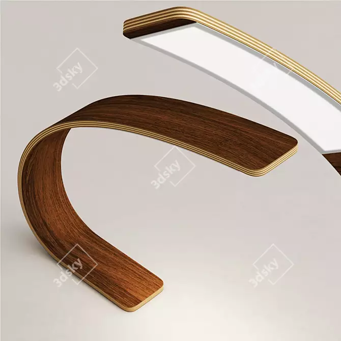 Handcrafted Wooden Desk Lamp 3D model image 3