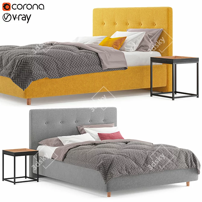 Beyosa Favorit Bed Set 3D model image 1