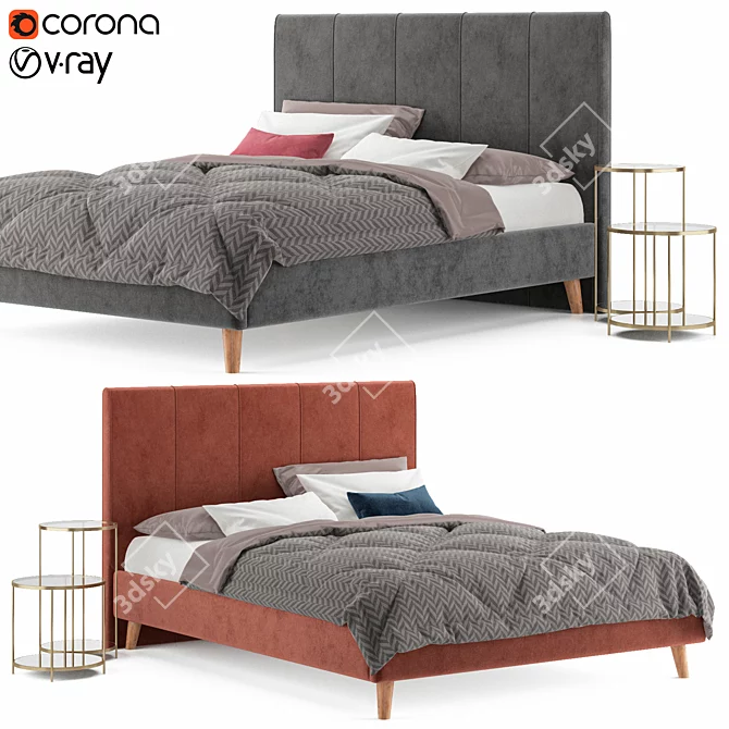 Sherona Bed with Ulupna Table 3D model image 1